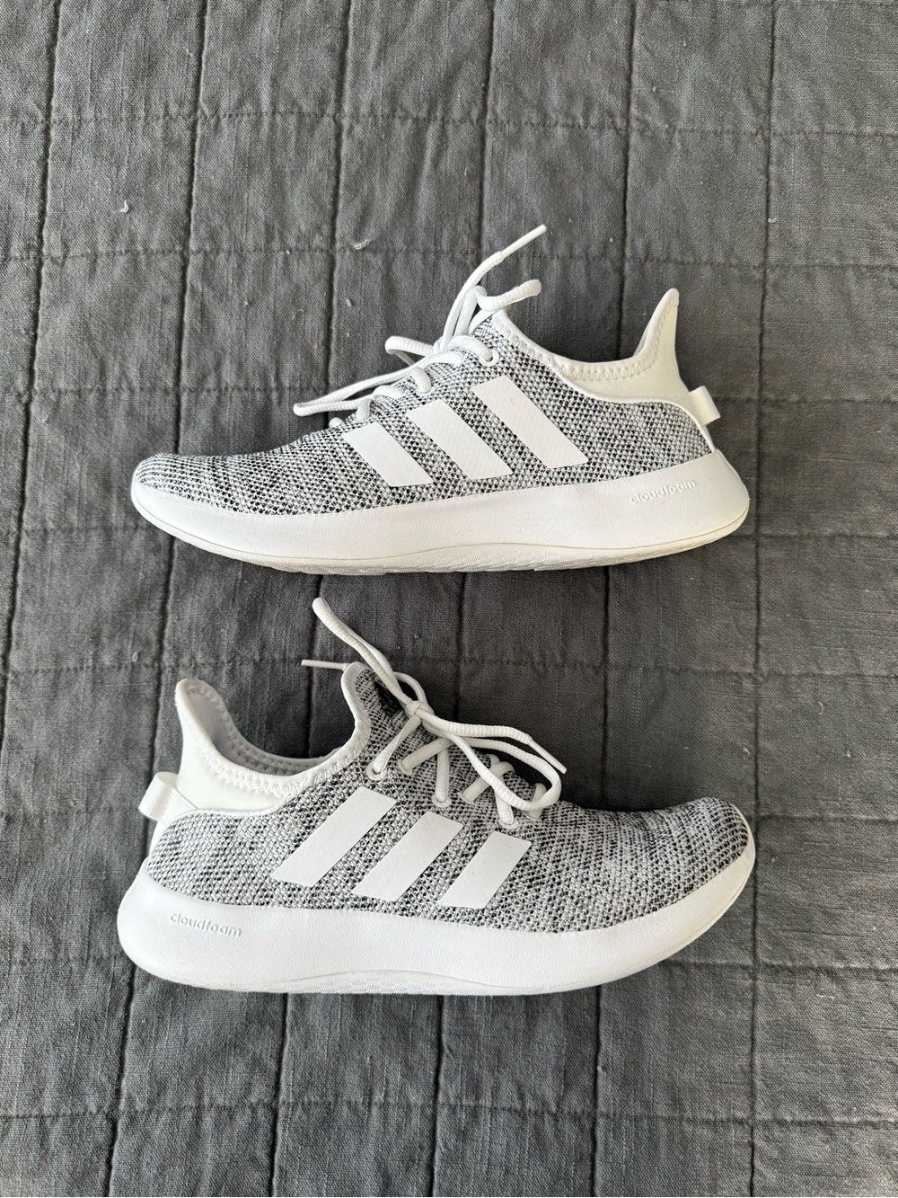 adidas Women’s Lightweight Knit Running Sneakers - White & Gray